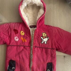 Red Hooded Jacket with Cartoon Patch